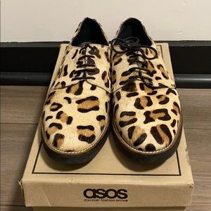 ASOS Leopard Faux Calfhair Oxfords